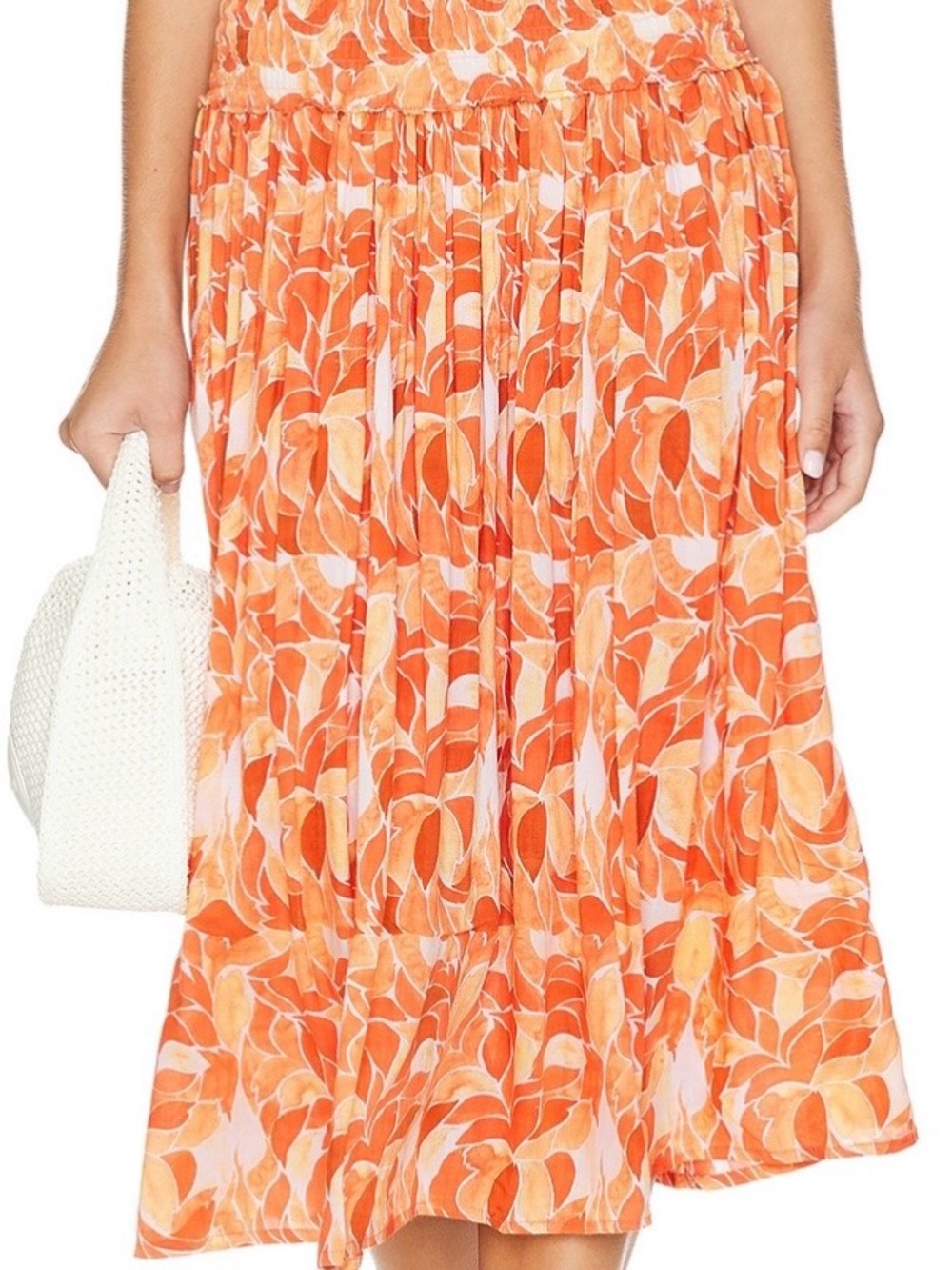 Tiare Hawaii Women's Floral Orange Midi Skirt